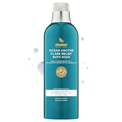 Ocean Soothe Flare Relief Bath Soak - Highly Concentrated Pure Magnesium Salts with Lavender Oil for Problematic & Dry Skin, Sensitive Skin Safe, 500mL Avelisse