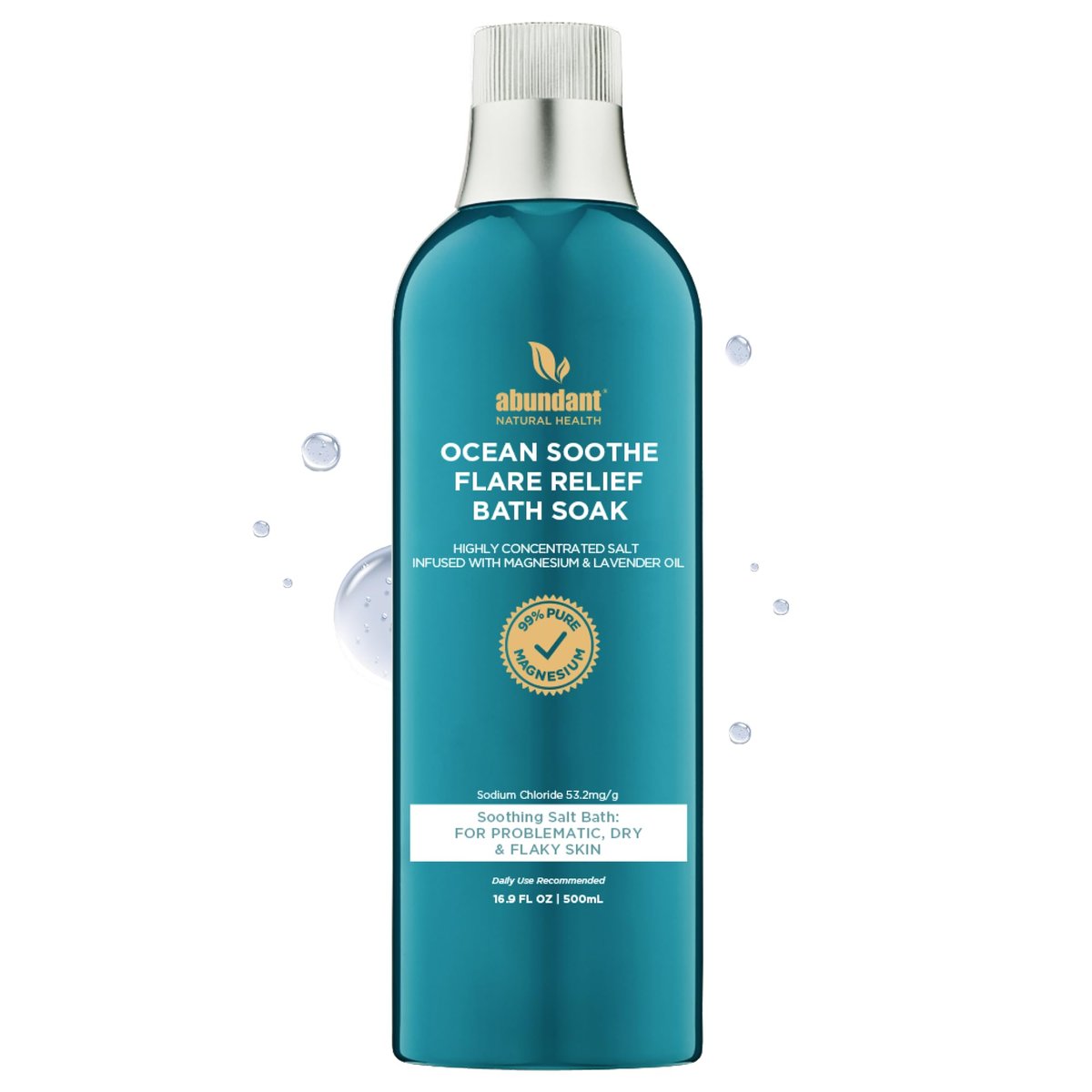 Ocean Soothe Flare Relief Bath Soak - Highly Concentrated Pure Magnesium Salts with Lavender Oil for Problematic & Dry Skin, Sensitive Skin Safe, 500mL Avelisse