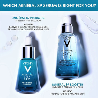 Vichy Mineral 89 Prebiotic Defense & Recovery Concentrate - Niacinamide Serum for Face, Skin Barrier Repair with Antioxidants, Pore Minimizer & Hydrating Serum for Dull, Dry Skin
