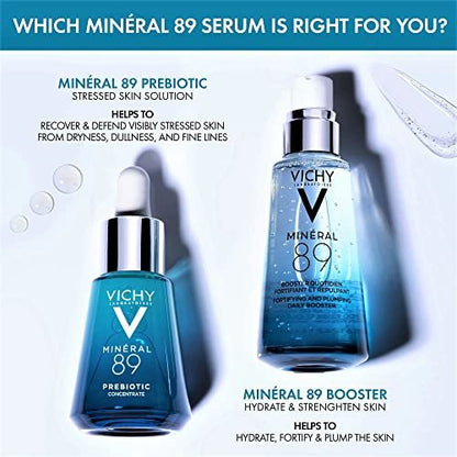 Vichy Mineral 89 Prebiotic Defense & Recovery Concentrate - Niacinamide Serum for Face, Skin Barrier Repair with Antioxidants, Pore Minimizer & Hydrating Serum for Dull, Dry Skin