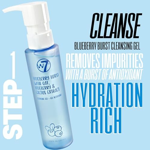 W7 Self Care Skincare Set - Complete Daily Face Routine with Cleanser, Toner, Serum, Moisturizer & Lip Mask Avelisse