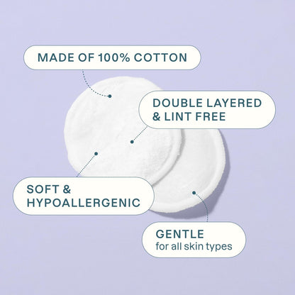 Cliganic Organic Cotton Rounds for Face (100 Count) - Hypoallergenic, Lint-Free Makeup Remover Pads