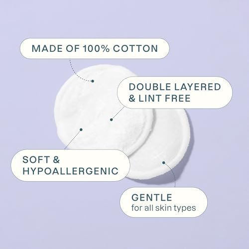Cliganic Organic Cotton Rounds for Face (100 Count) - Hypoallergenic, Lint-Free Makeup Remover Pads - görsel 5