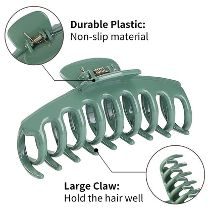 12 Pack Hair Claw Clips Large 4.3 Inch - Stylish Barrettes for Women in 12 Colors