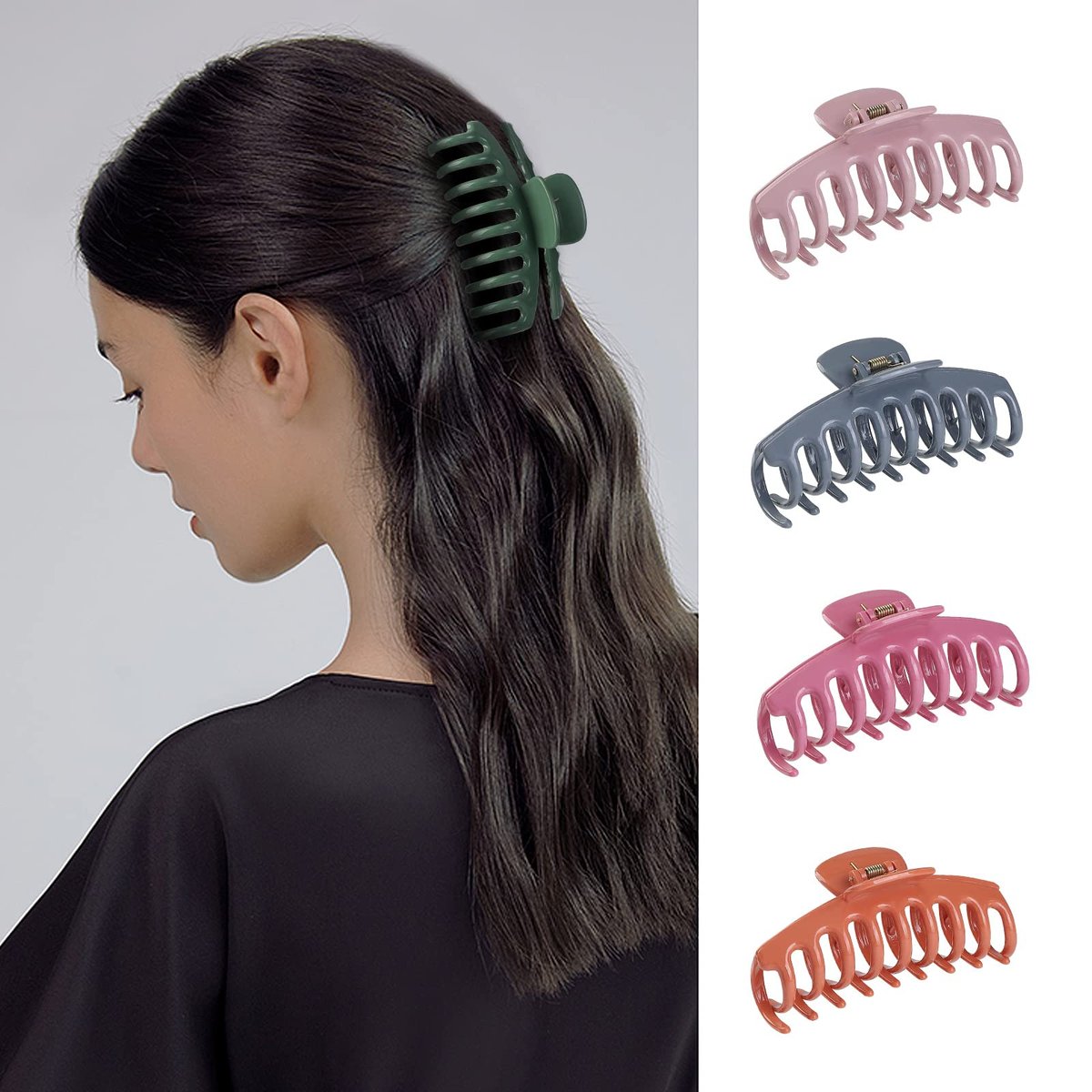 12 Pack Hair Claw Clips Large 4.3 Inch - Stylish Barrettes for Women in 12 Colors - görsel 13