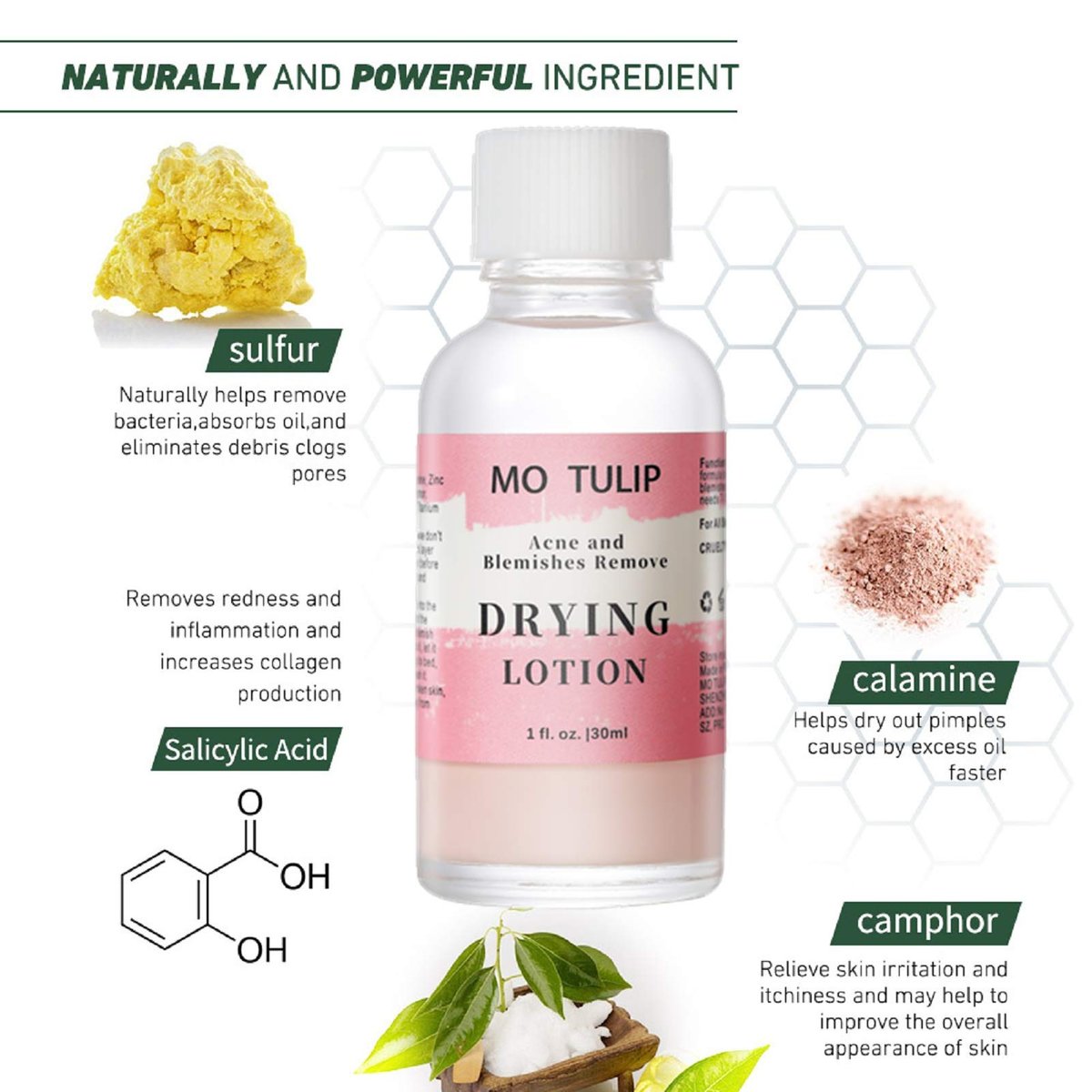 MO TULIP Acne Drying Lotion - Overnight Acne Spot Treatment with Salicylic Acid for Face and Body, 1 oz - görsel 7