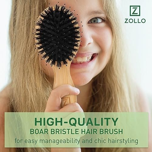 Mini Natural Boar Bristle Hair Brush – Portable Detangling Brush for Women, Men & Kids, Enhances Shine for All Hair Types - görsel 12