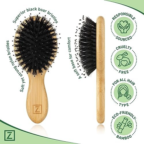 Mini Natural Boar Bristle Hair Brush – Portable Detangling Brush for Women, Men & Kids, Enhances Shine for All Hair Types - görsel 8