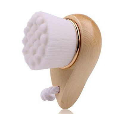 BeNat. Facial Bamboo Wood Handle Cleansing Brush – Extra-Soft Fiber Facial Brush, White