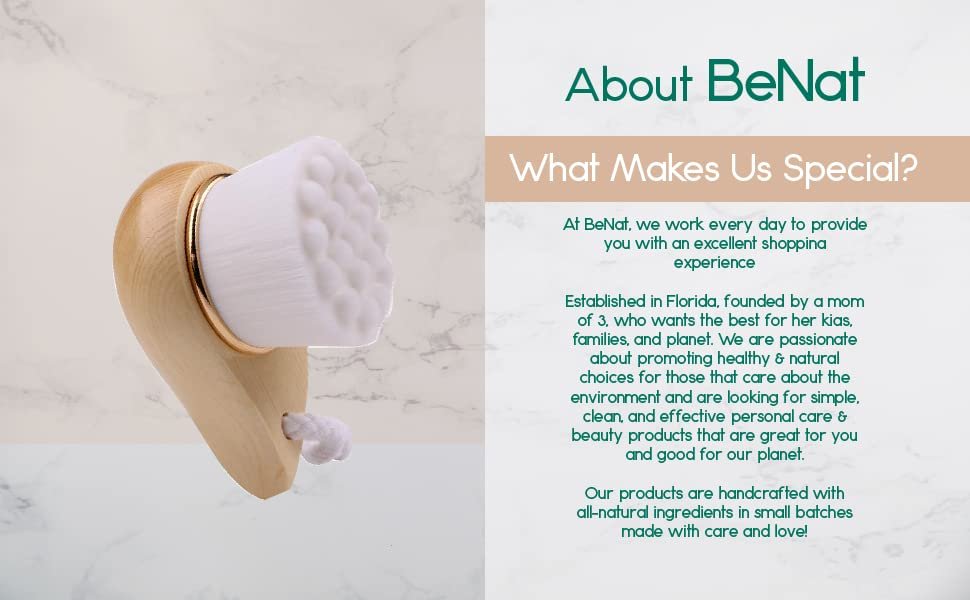 BeNat. Facial Bamboo Wood Handle Cleansing Brush – Extra-Soft Fiber Facial Brush, White - görsel 13