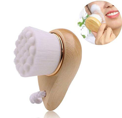 BeNat. Facial Bamboo Wood Handle Cleansing Brush – Extra-Soft Fiber Facial Brush, White