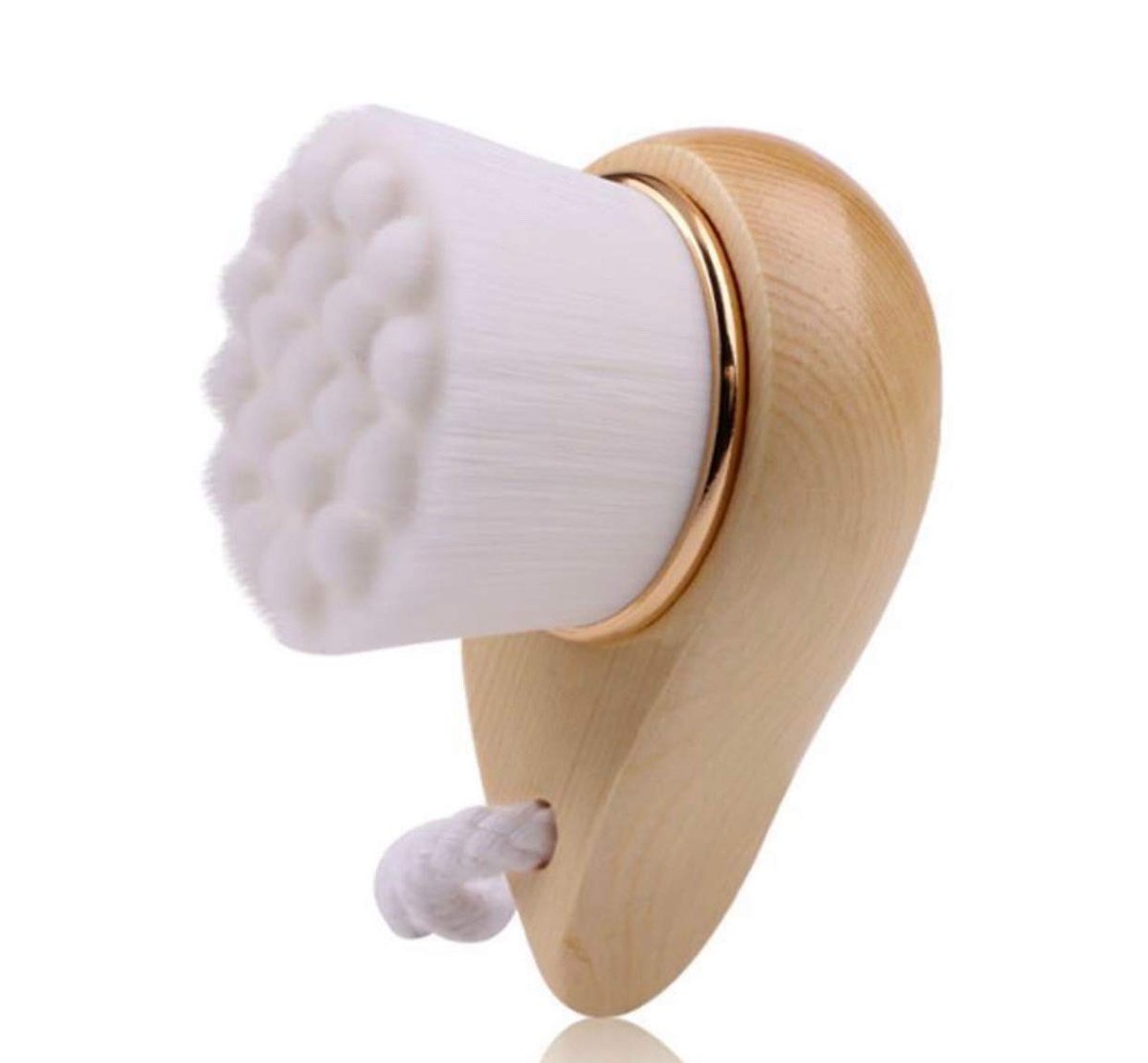 BeNat. Facial Bamboo Wood Handle Cleansing Brush – Extra-Soft Fiber Facial Brush, White - görsel 1