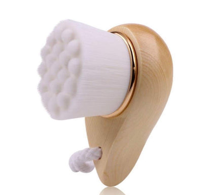 BeNat. Facial Bamboo Wood Handle Cleansing Brush – Extra-Soft Fiber Facial Brush, White