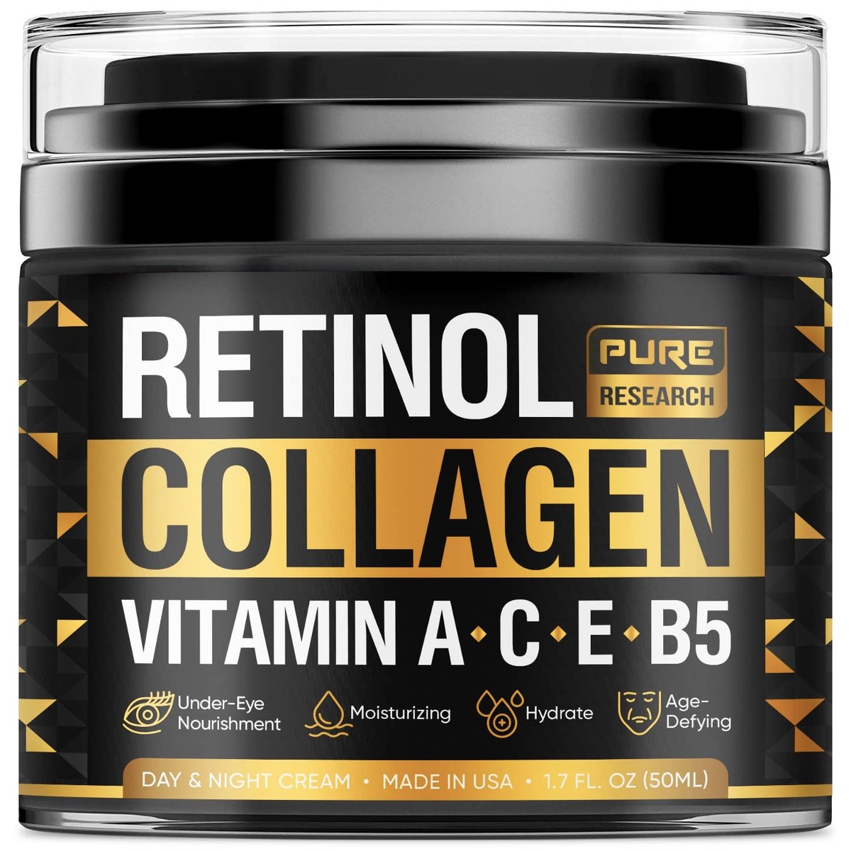 Retinol Face Cream – Natural Anti-Wrinkle Cream with Collagen & Hyaluronic Acid – Anti-Aging Facial Moisturizer, 1.7 oz Avelisse