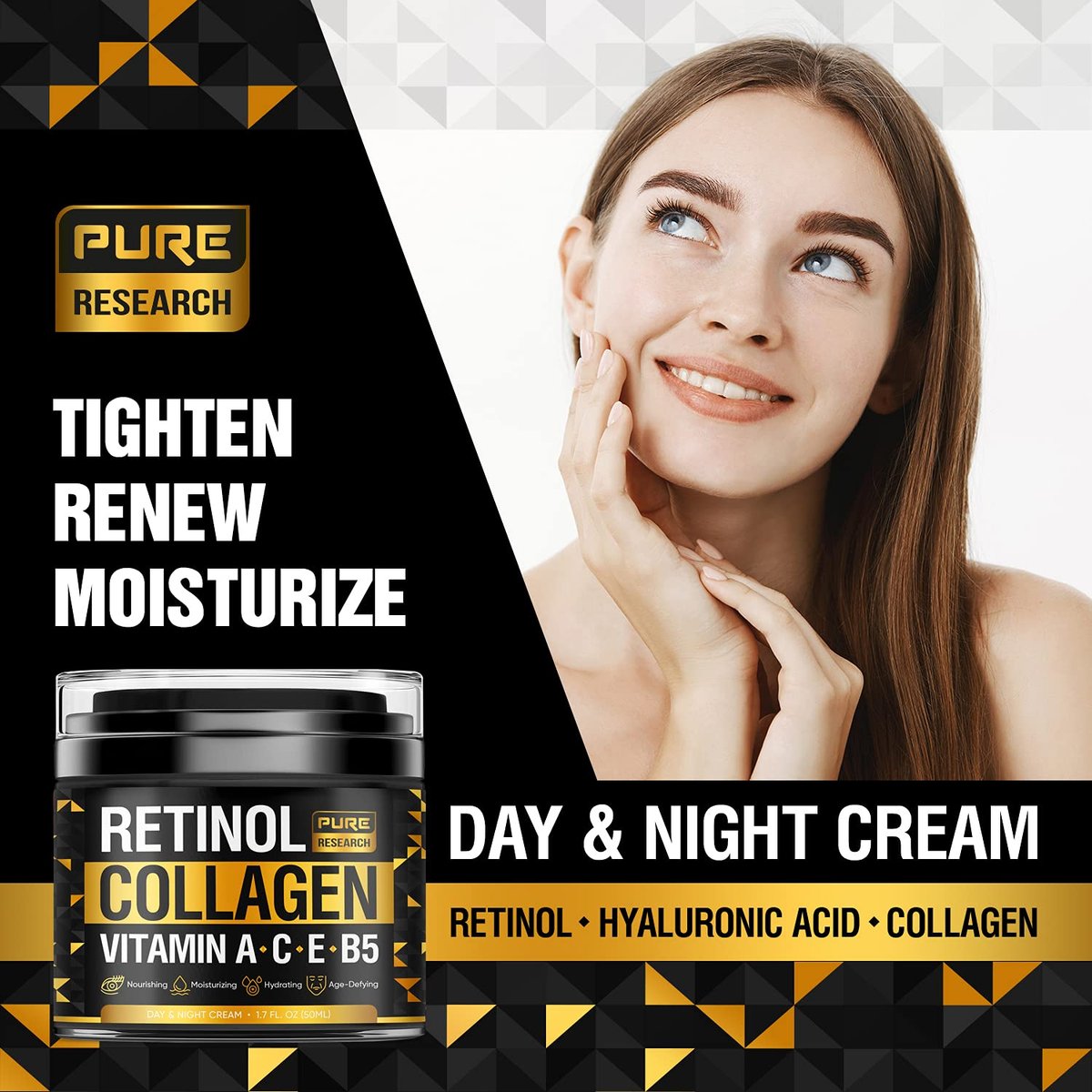 Retinol Face Cream – Natural Anti-Wrinkle Cream with Collagen & Hyaluronic Acid – Anti-Aging Facial Moisturizer, 1.7 oz Avelisse