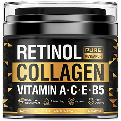 Retinol Face Cream – Natural Anti-Wrinkle Cream with Collagen & Hyaluronic Acid – Anti-Aging Facial Moisturizer, 1.7 oz Avelisse