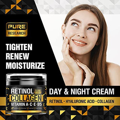 Retinol Face Cream – Natural Anti-Wrinkle Cream with Collagen & Hyaluronic Acid – Anti-Aging Facial Moisturizer, 1.7 oz Avelisse