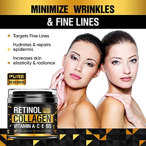 Retinol Face Cream – Natural Anti-Wrinkle Cream with Collagen & Hyaluronic Acid – Anti-Aging Facial Moisturizer, 1.7 oz Avelisse