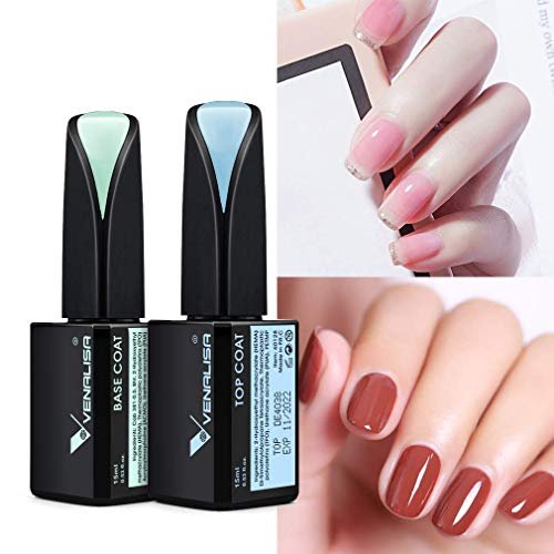 VENALISA 2 Pcs 15ml Gel Nail Polish Base and Top Coat Set - No Wipe High Gloss Long Lasting Tempered Top Coat Soak Off LED Gel Kit - görsel 16