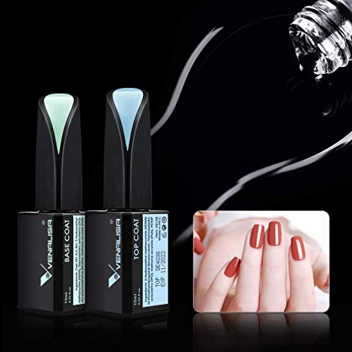 VENALISA 2 Pcs 15ml Gel Nail Polish Base and Top Coat Set - No Wipe High Gloss Long Lasting Tempered Top Coat Soak Off LED Gel Kit - görsel 14