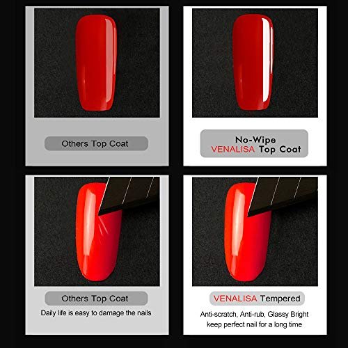 VENALISA 2 Pcs 15ml Gel Nail Polish Base and Top Coat Set - No Wipe High Gloss Long Lasting Tempered Top Coat Soak Off LED Gel Kit - görsel 6