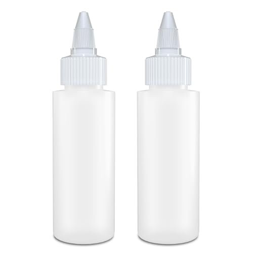 BRIGHTFROM 2 OZ Twist Top Applicator Bottles - Pack of 2, Squeeze Empty Plastic Bottles with Open/Close Nozzle for Hair Color, Dye, and More - görsel 2