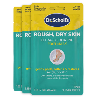 Dr. Scholl's Rough, Dry Skin Ultra Exfoliating Foot Peeling Mask – 3 Pairs Moisturizing Socks with Urea