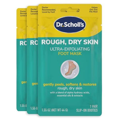 Dr. Scholl's Rough, Dry Skin Ultra Exfoliating Foot Peeling Mask – 3 Pairs Moisturizing Socks with Urea