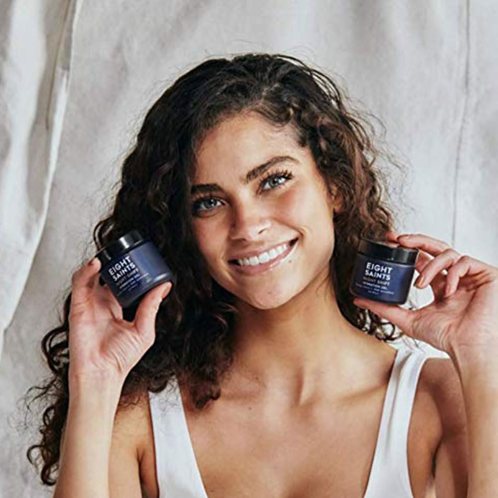 Eight Saints Night Shift Anti-Aging Gel Face Moisturizer - Night Cream with Peptides, Vitamin C, and Aloe Vera for Reducing Fine Lines and Wrinkles, 2 oz Avelisse