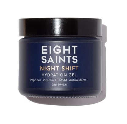 Eight Saints Night Shift Anti-Aging Gel Face Moisturizer - Night Cream with Peptides, Vitamin C, and Aloe Vera for Reducing Fine Lines and Wrinkles, 2 oz Avelisse