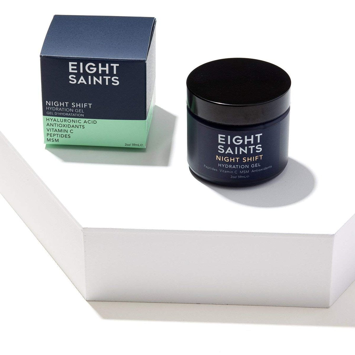 Eight Saints Night Shift Anti-Aging Gel Face Moisturizer - Night Cream with Peptides, Vitamin C, and Aloe Vera for Reducing Fine Lines and Wrinkles, 2 oz Avelisse