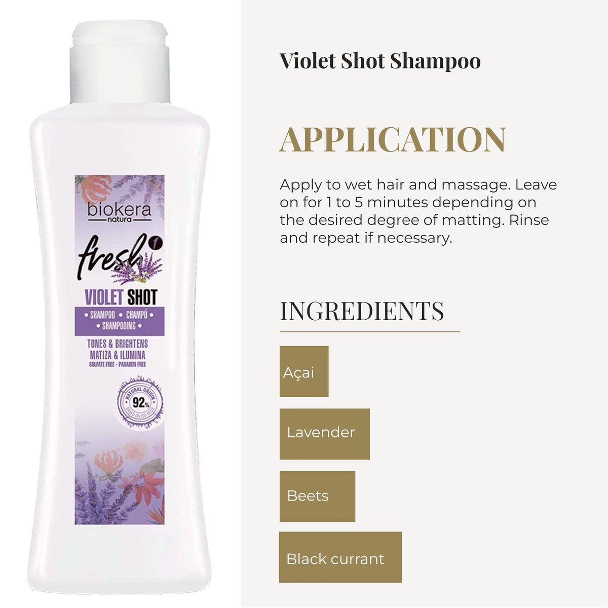 SALERM Biokera Fresh Violet Purple Shampoo - Toning Shampoo for Blonde, Gray, Highlighted, and Bleached Hair - Sulfate-Free & Paraben-Free - 300 ml - görsel 7