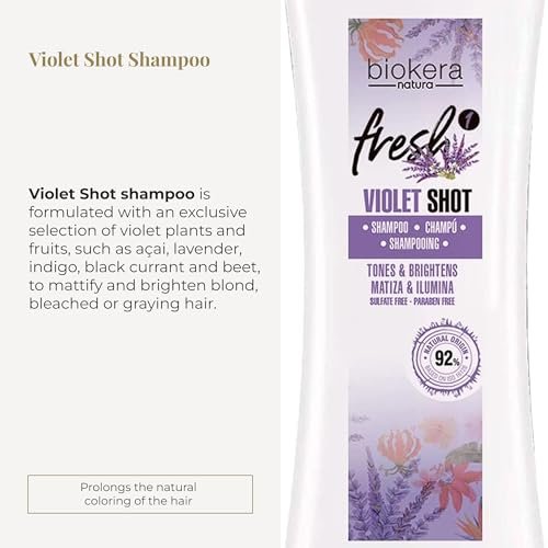 SALERM Biokera Fresh Violet Purple Shampoo - Toning Shampoo for Blonde, Gray, Highlighted, and Bleached Hair - Sulfate-Free & Paraben-Free - 300 ml - görsel 4