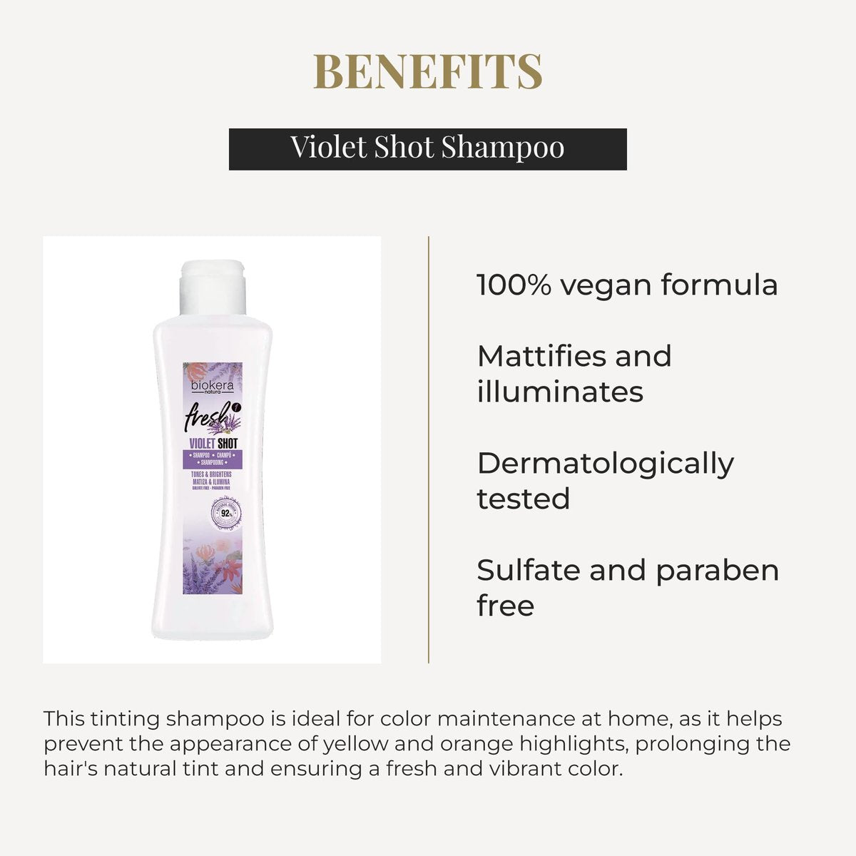 SALERM Biokera Fresh Violet Purple Shampoo - Toning Shampoo for Blonde, Gray, Highlighted, and Bleached Hair - Sulfate-Free & Paraben-Free - 300 ml - görsel 5