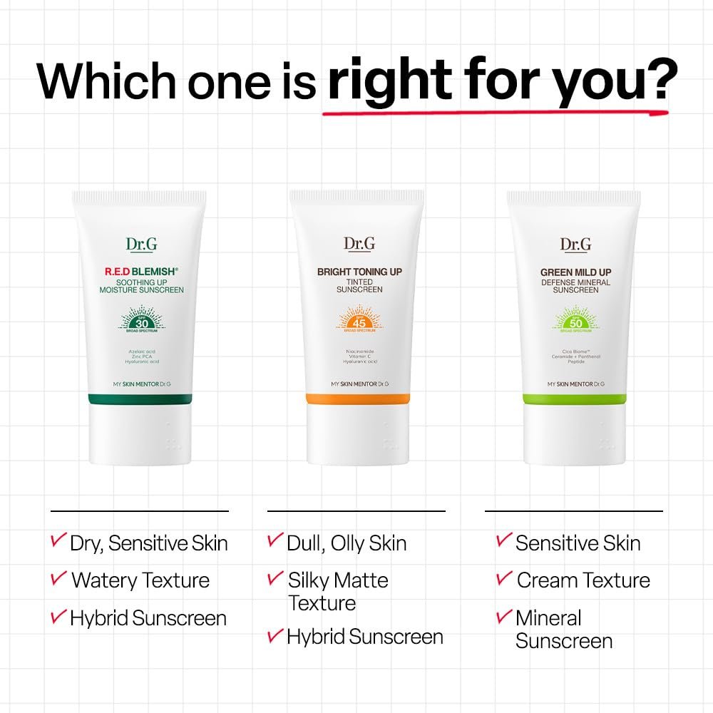 Dr. G Bright Toning Up Tinted Sunscreen SPF 45 - Lightweight Korean Sunscreen with Niacinamide & Vitamin C for All Skin Types, 1.69 fl oz Avelisse