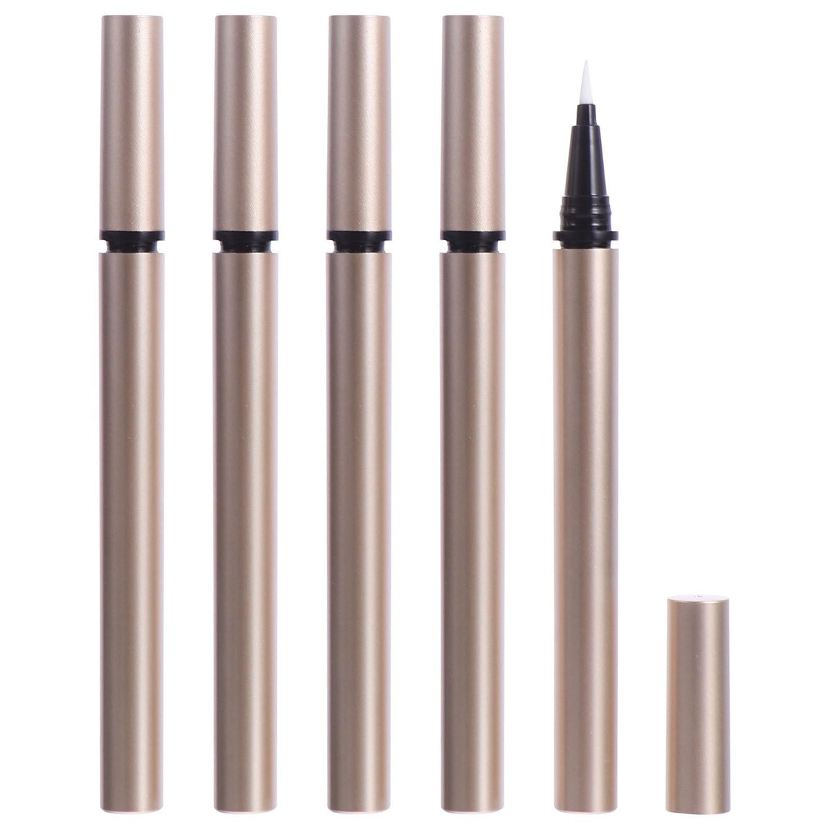 5-Pack Refillable Empty Eyeliner Tubes – DIY Liquid Eyeliner Pen Set (Gold, 13cm) - görsel 1