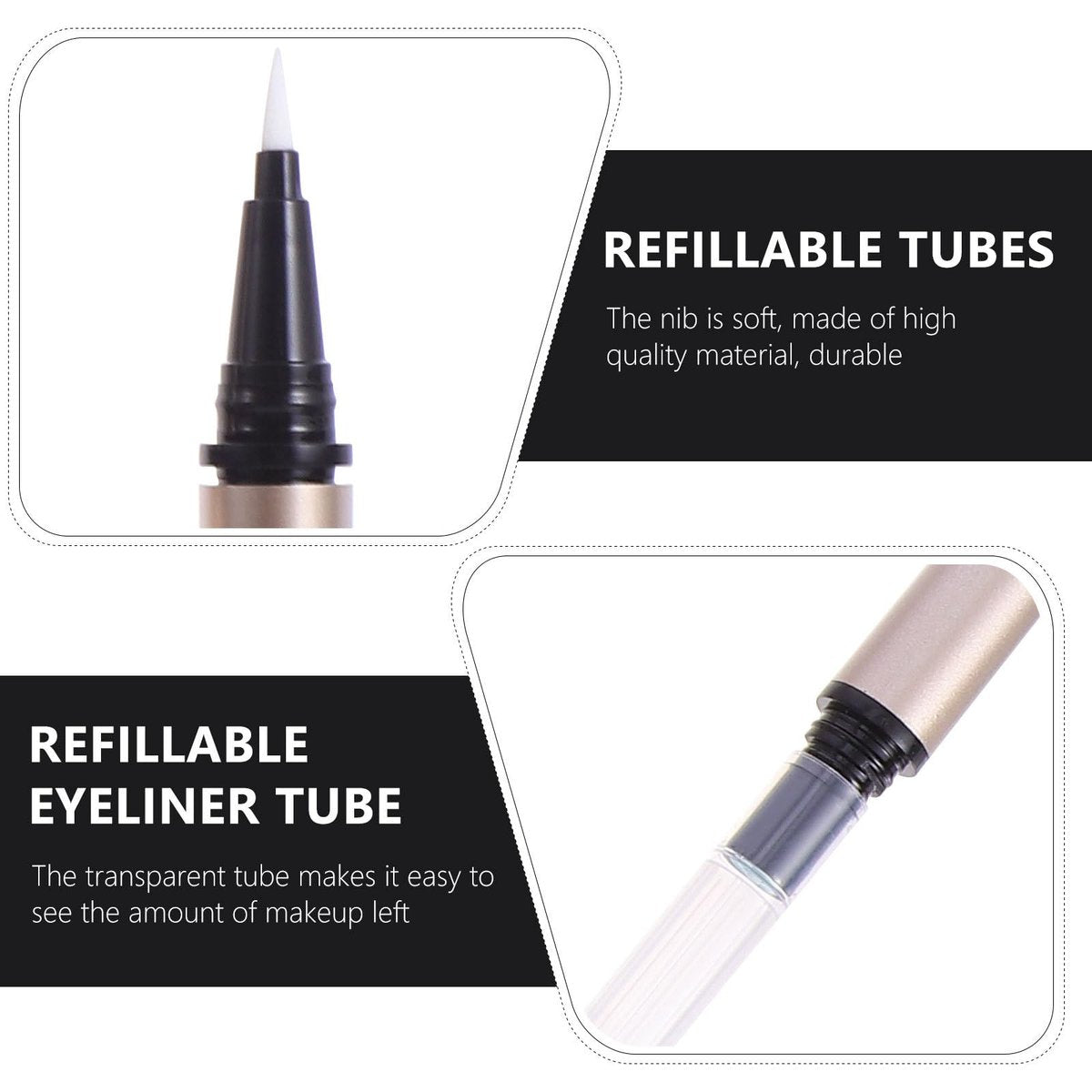 5-Pack Refillable Empty Eyeliner Tubes – DIY Liquid Eyeliner Pen Set (Gold, 13cm) - görsel 7