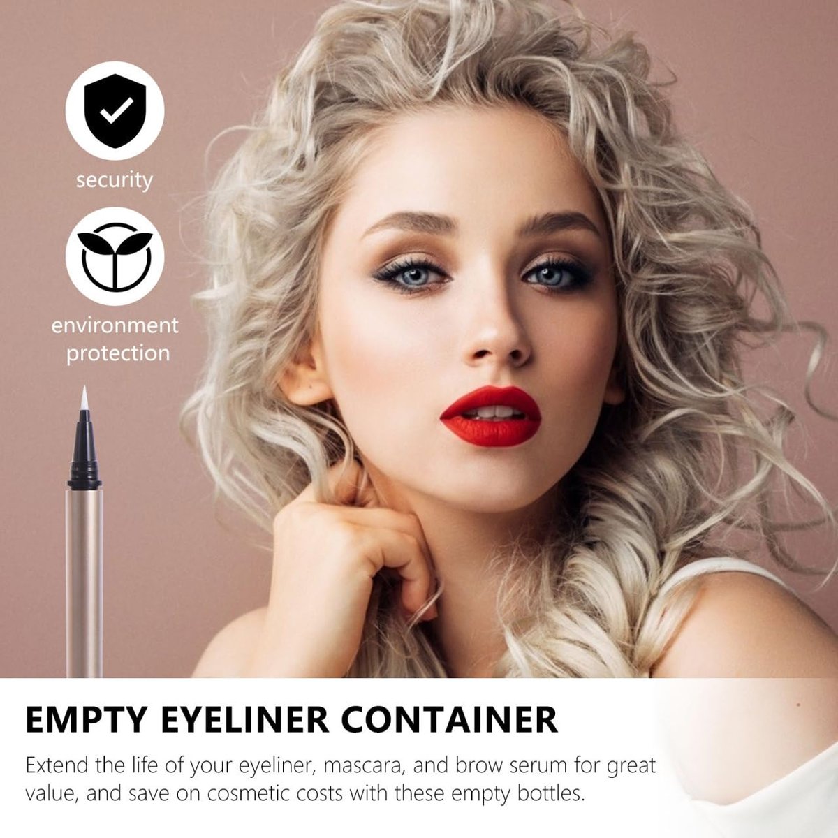 5-Pack Refillable Empty Eyeliner Tubes – DIY Liquid Eyeliner Pen Set (Gold, 13cm) - görsel 9
