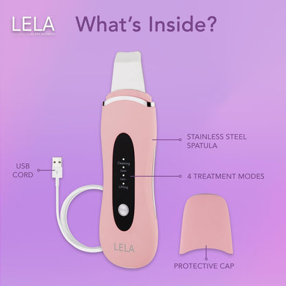 Spa Sciences LELA 4-in-1 Facial Spatula for Deep Cleansing, Pore Extraction, Serum Infusion, Anti-Aging & Contouring - Pink Avelisse