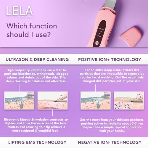 Spa Sciences LELA 4-in-1 Facial Spatula for Deep Cleansing, Pore Extraction, Serum Infusion, Anti-Aging & Contouring - Pink Avelisse