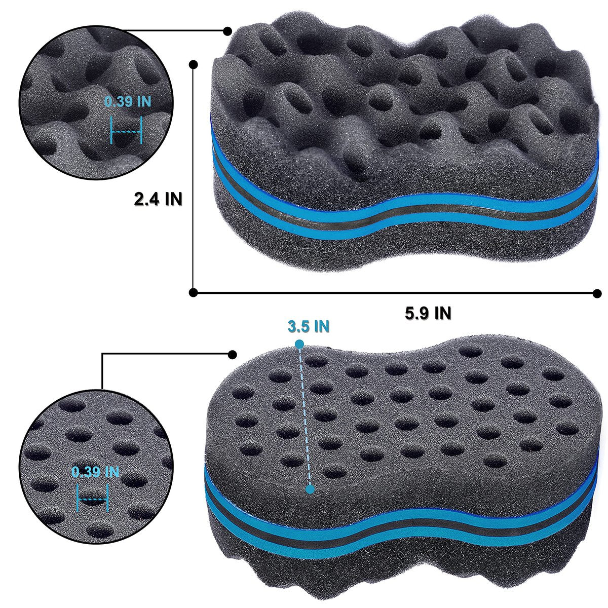 Magic Twist Hair Sponges Set – Big Holes Curling Sponge Brush for Men Women with Metal Afro Pick (6.7 inch, 3-Pack) - görsel 5