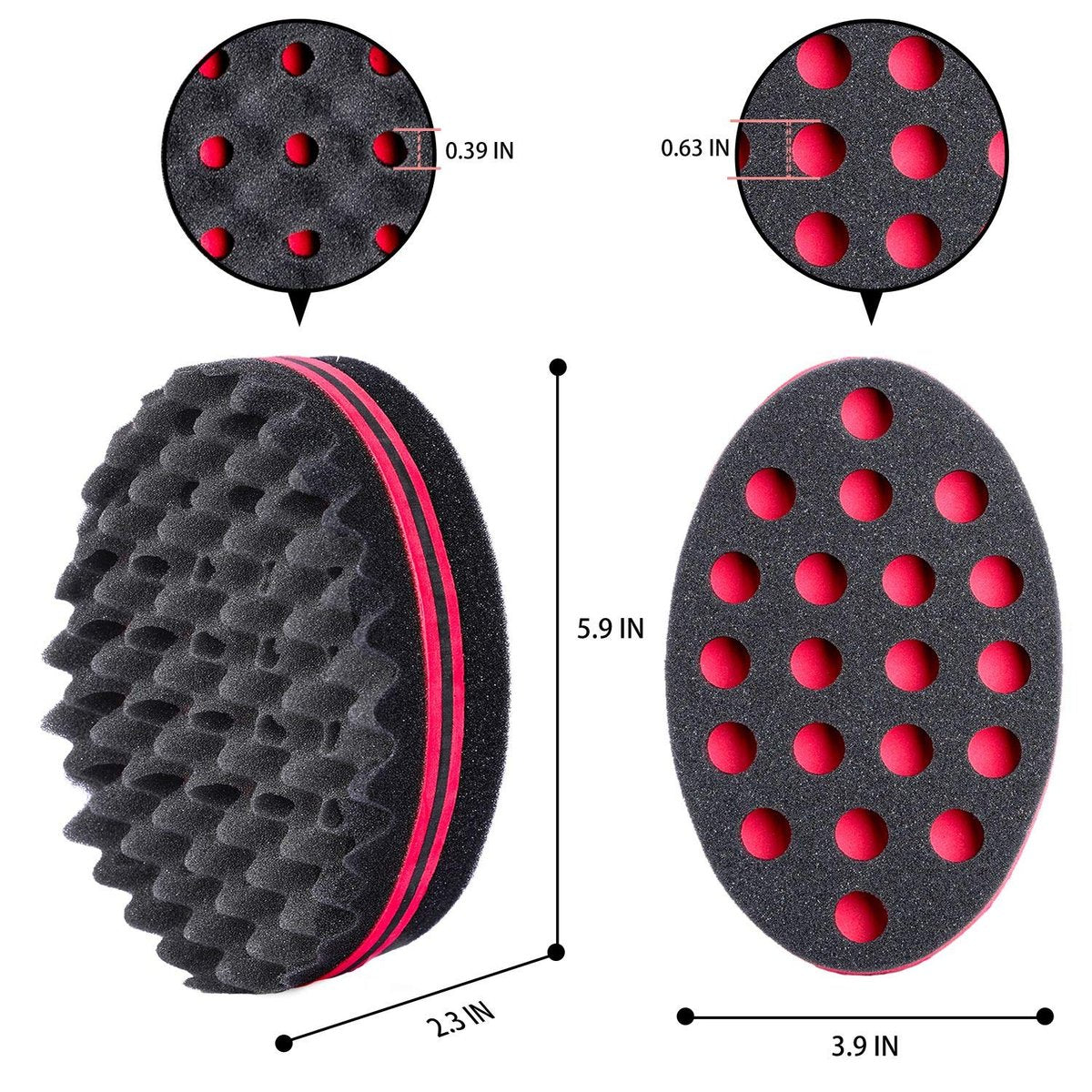 Magic Twist Hair Sponges Set – Big Holes Curling Sponge Brush for Men Women with Metal Afro Pick (6.7 inch, 3-Pack) - görsel 3