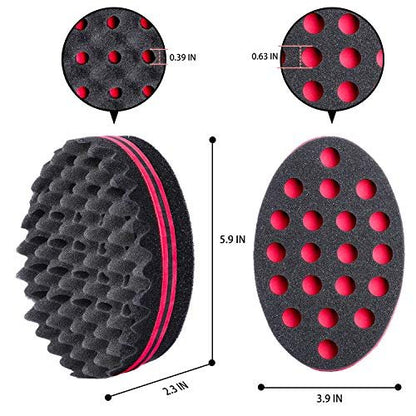 Magic Twist Hair Sponges Set – Big Holes Curling Sponge Brush for Men Women with Metal Afro Pick (6.7 inch, 3-Pack)