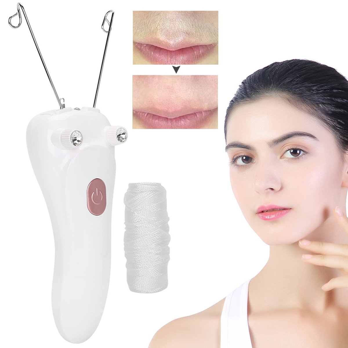 Betued Electric Threading Epilator - USB Rechargeable Hair Removal Device for Face & Body, Pink Avelisse