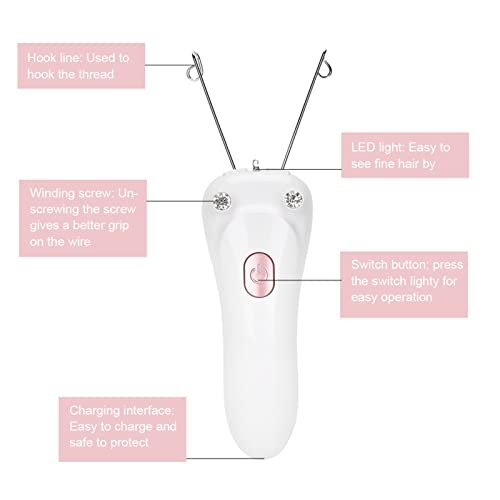 Betued Electric Threading Epilator - USB Rechargeable Hair Removal Device for Face & Body, Pink Avelisse