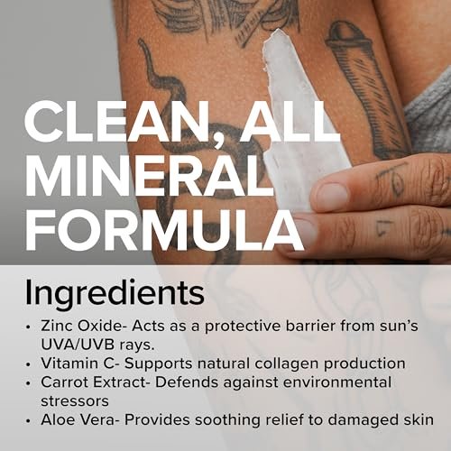 Mad Rabbit Defend Tattoo Sunscreen SPF 30 Mineral Lotion – Tattoo Fade Protection & Moisturizer (3.4 oz) Avelisse