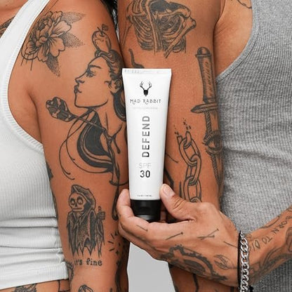 Mad Rabbit Defend Tattoo Sunscreen SPF 30 Mineral Lotion – Tattoo Fade Protection & Moisturizer (3.4 oz) Avelisse
