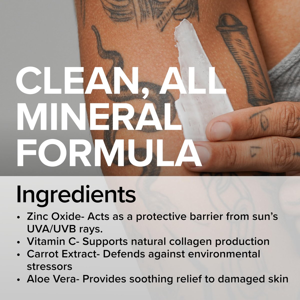 Mad Rabbit Defend Tattoo Sunscreen SPF 30 Mineral Lotion – Tattoo Fade Protection & Moisturizer (3.4 oz) Avelisse