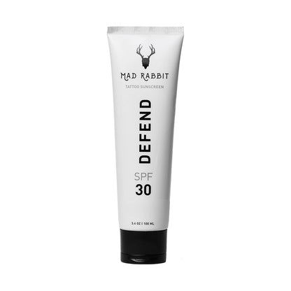 Mad Rabbit Defend Tattoo Sunscreen SPF 30 Mineral Lotion – Tattoo Fade Protection & Moisturizer (3.4 oz) Avelisse