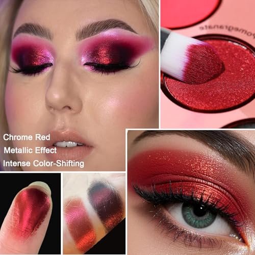 Afflano Red Eyeshadow Palette - 12 Ultra-Pigmented Matte & Shimmer Shades | Cruelty-Free Warm Fall Sunset Pink Goth Red Eye Shadow - görsel 6
